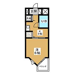 ヘリオス378立川 3階1Kの間取り