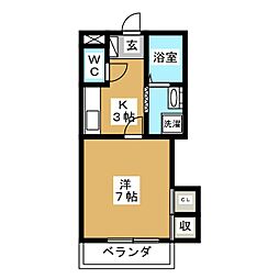 アーバンアマノ 1Kの間取図画像