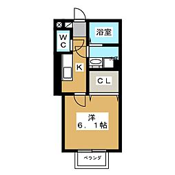 サンフローラ 1Kの間取図画像