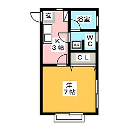 エスポワールメゾン 1Kの間取図画像