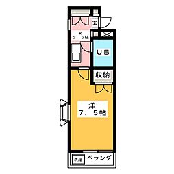 レオパード立川 1Kの間取図画像