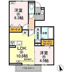 パークサイドヴィラIII 2LDKの間取図画像