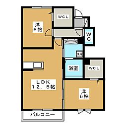 グローリータウンA 2LDKの間取図画像