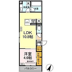 Asset-Court立川上砂町5丁目 A棟 1LDKの間取図画像