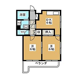 第2たわわハイツ 2DKの間取図画像