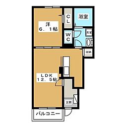 ヴェルドゥーラI 1LDKの間取図画像