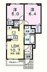 サニーリーヴス 2LDKの間取図画像