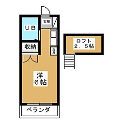 第35クリスタルハイツ ワンルームの間取図画像