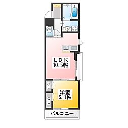 キー ウェスト 1LDKの間取図画像