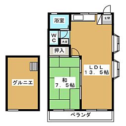 ハイム緑ヶ丘 1LDKの間取図画像