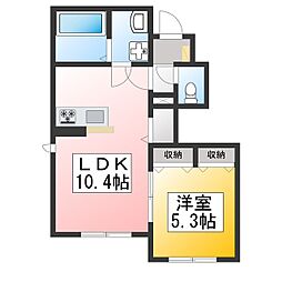 グリーンハイツ 1LDKの間取図画像