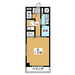 パーシモン 1Kの間取図画像
