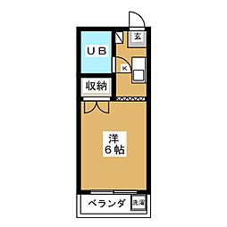 キャッスル河辺 1Kの間取図画像