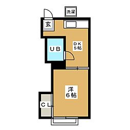 KHOUSE門脇荘 2階1DKの間取り