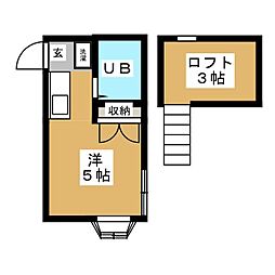 サンパレス 2階ワンルームの間取り
