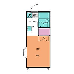 プチメゾン北条 1階ワンルームの間取り