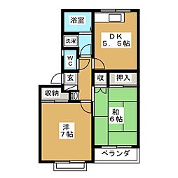 メゾン・ド・トルチェ 2階2DKの間取り