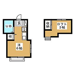 ミヤケハイツ 1階ワンルームの間取り