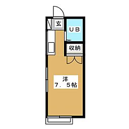 フラットＡＩ 2階ワンルームの間取り