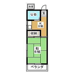 ゆきコーポ 2階1Kの間取り