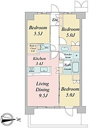 トラープランド蒼麗館 6階3LDKの間取り