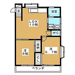 ルミエール 2階2LDKの間取り