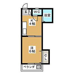 メゾンエトワル 1階1DKの間取り