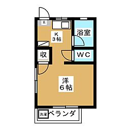 エクセランスＴ 2階1Kの間取り