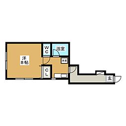 ハウスＴ＆Ｓ　Ｂ棟 1階ワンルームの間取り