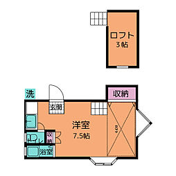ビス 2階ワンルームの間取り
