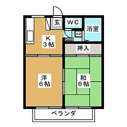 パトラハウス小金井 2階2Kの間取り