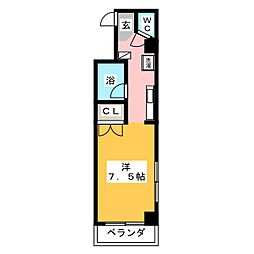 マーブルレジデンス 3階ワンルームの間取り