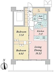 トラープランド蒼麗館 2階2LDKの間取り