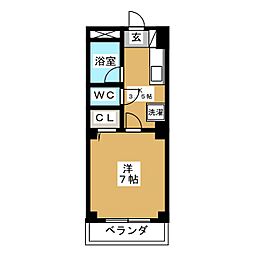 コーポグロリア 1階1Kの間取り