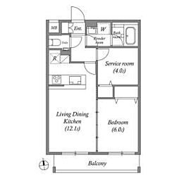 オーパスホームズ武蔵小金井 3階2LDKの間取り