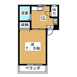 ヴァンベール三鷹 1階1DKの間取り