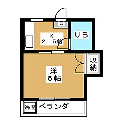 ハウスアオヤマ 1階1Kの間取り