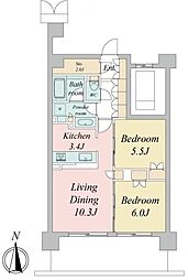 トラープランド蒼麗館 3階2LDKの間取り