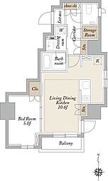 JR中央線 三鷹駅 徒歩10分の賃貸マンション 3階1LDKの間取り