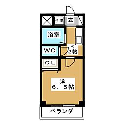 ウエルパインミタカ 1Kの間取図画像
