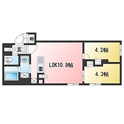 エルファーロ三鷹 2LDKの間取図画像