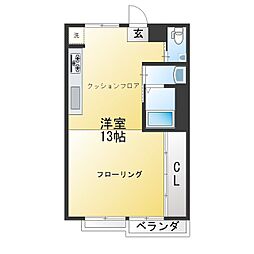 モリパレス ワンルームの間取図画像