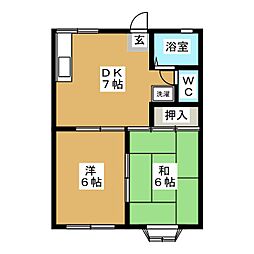ルシュクル 2DKの間取図画像