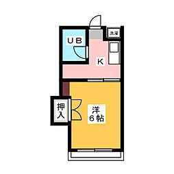 木村荘 2階1Kの間取り