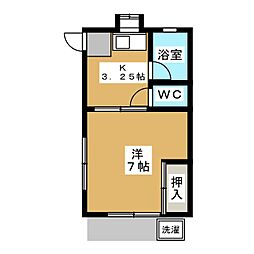第3西調布荘 1階1Kの間取り