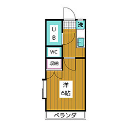 ガウディ9 2階1Kの間取り