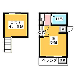 グリーンハイツ 2階ワンルームの間取り