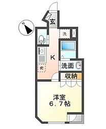 ラヴァリエ 4階1Kの間取り
