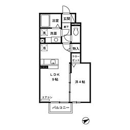 カイア 1階1LDKの間取り