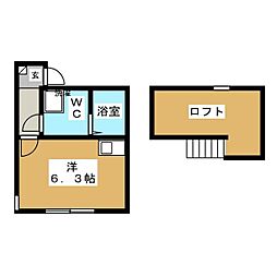 アザーレ・パッシオ京王稲田堤 1階ワンルームの間取り